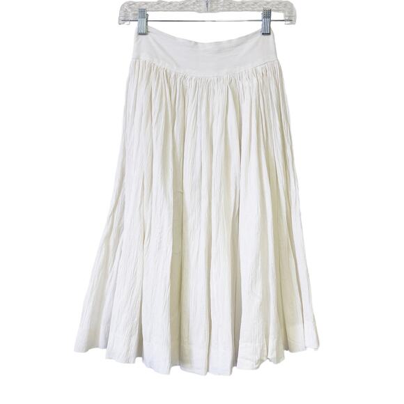 Vintage White Bark Crepe High Waist Gathered Skirt - Picture 2 of 7